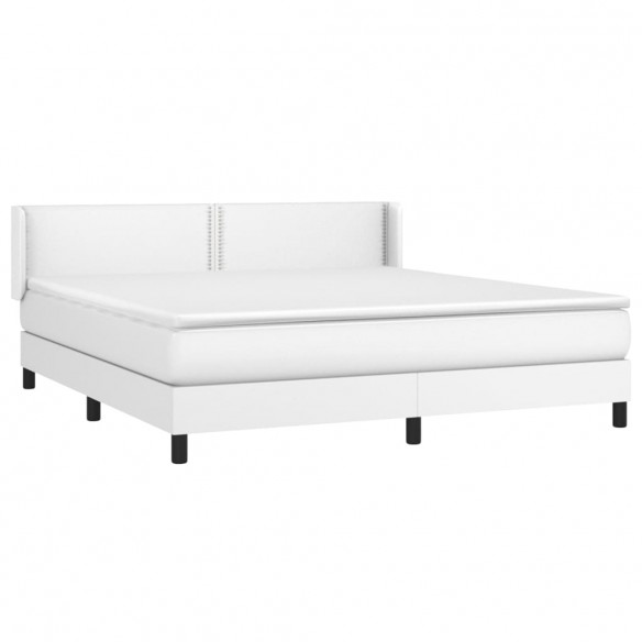 Cadre de lit avec matelas Blanc 160x200cm Similicuir