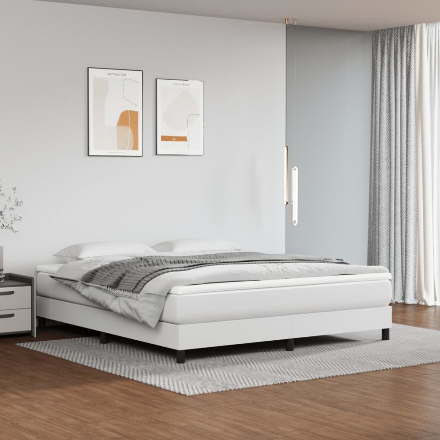 Cadre de lit avec matelas Blanc 160x200cm Similicuir