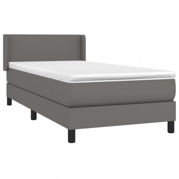 Cadre de lit avec matelas Gris 100x200 cm Similicuir