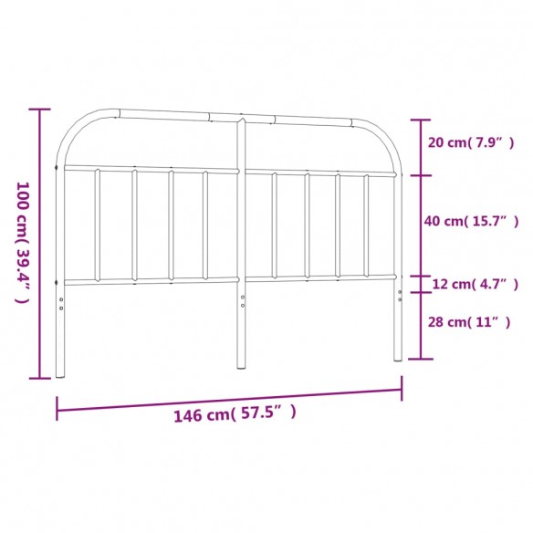 Tête de lit métal noir 140 cm