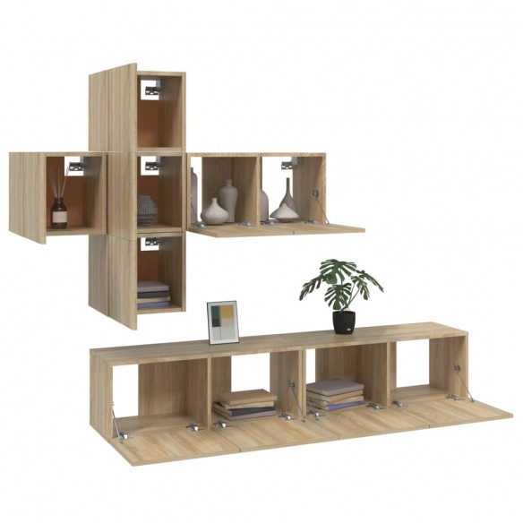 Ensemble de meubles TV 7 pcs Chêne sonoma Bois d'ingénierie