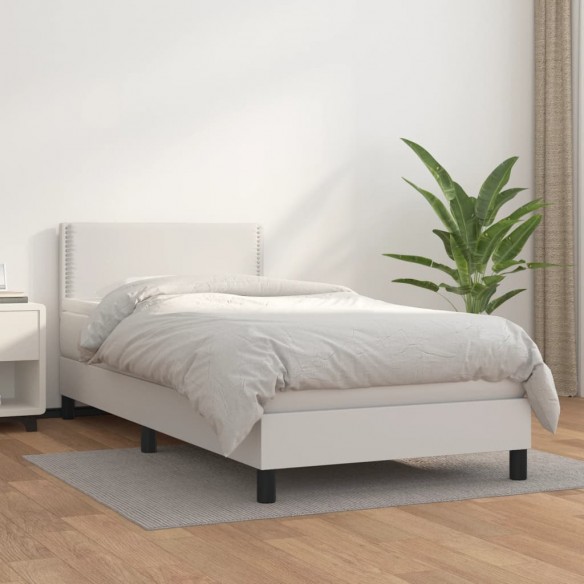 Cadre de lit avec matelas Blanc 90x200 cm Similicuir