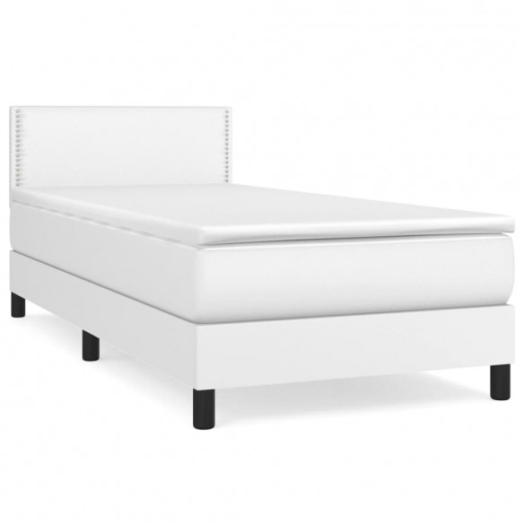 Cadre de lit avec matelas Blanc 90x200 cm Similicuir