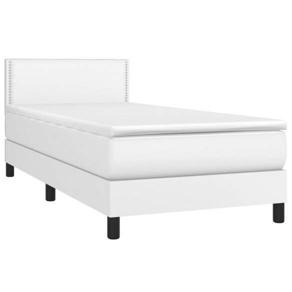 Cadre de lit avec matelas Blanc 90x200 cm Similicuir