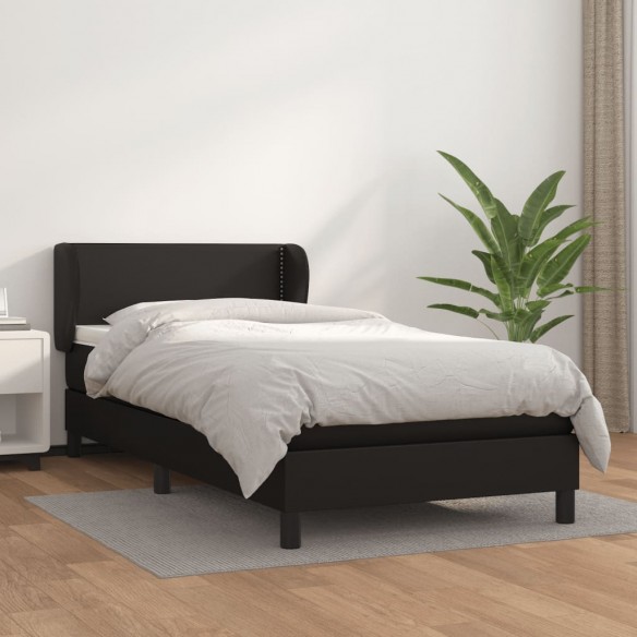 Cadre de lit avec matelas Noir 90x200 cm Similicuir