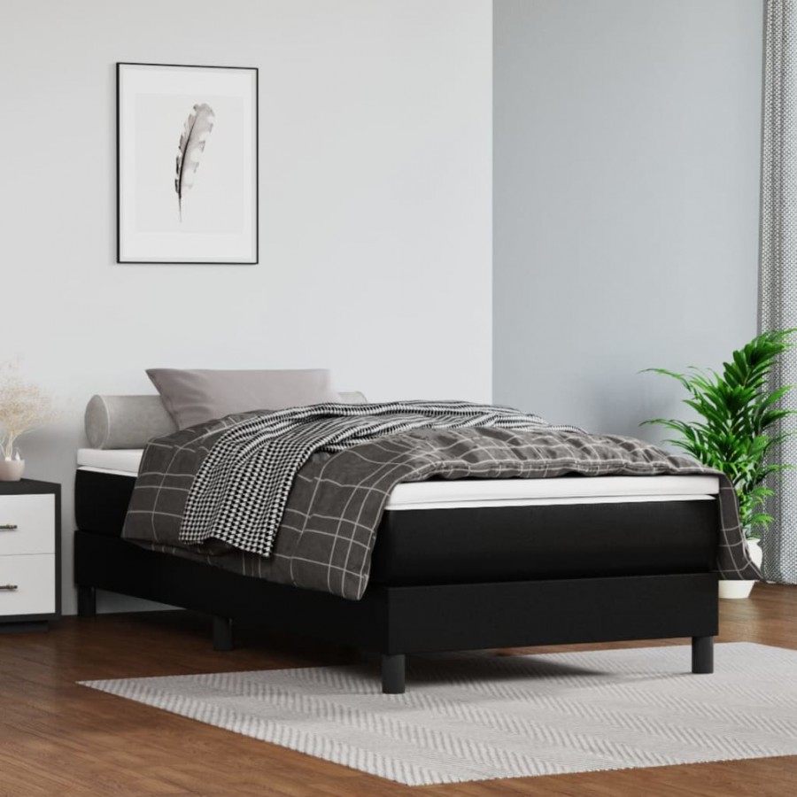 Cadre de lit avec matelas Noir 90x200 cm Similicuir