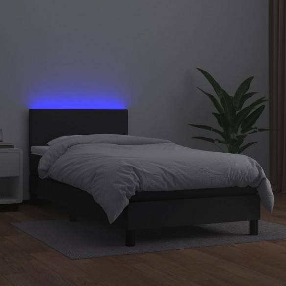 Cadre de lit avec matelas et LED Noir 90x200 cm