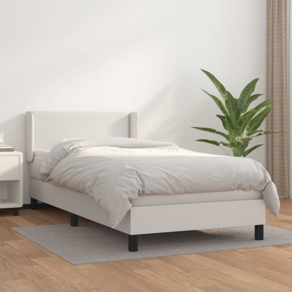 Cadre de lit avec matelas Blanc 90x200 cm Similicuir