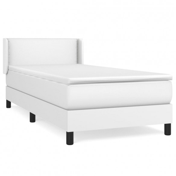 Cadre de lit avec matelas Blanc 90x200 cm Similicuir