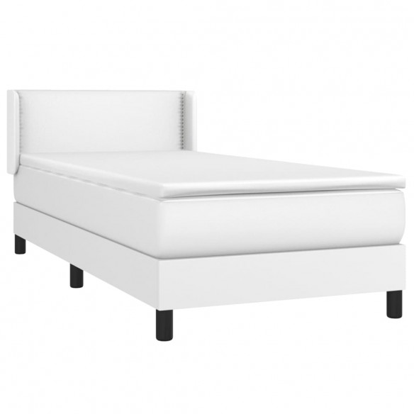 Cadre de lit avec matelas Blanc 90x200 cm Similicuir