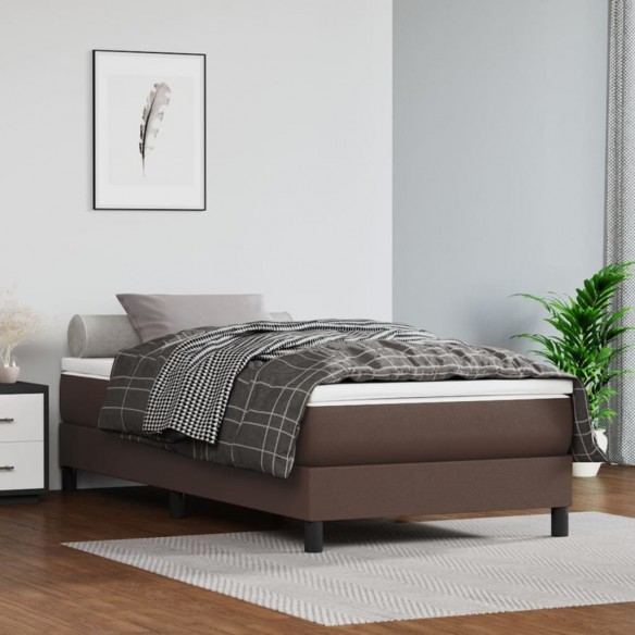 Cadre de lit avec matelas Marron 90x200cm Similicuir