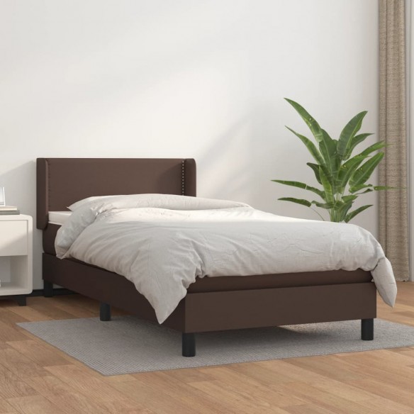 Cadre de lit avec matelas Marron 90x200cm Similicuir