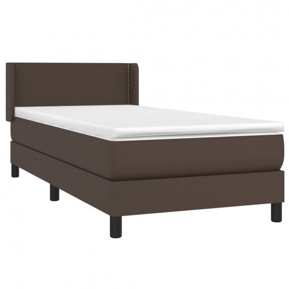 Cadre de lit avec matelas Marron 90x200cm Similicuir