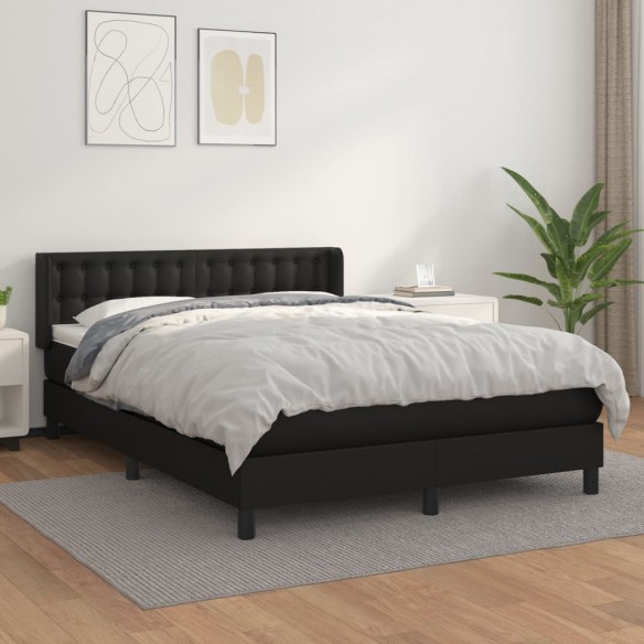 Cadre de lit avec matelas Noir 140x190 cm Similicuir