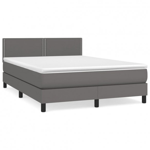 Cadre de lit avec matelas Gris 140x190 cm Similicuir