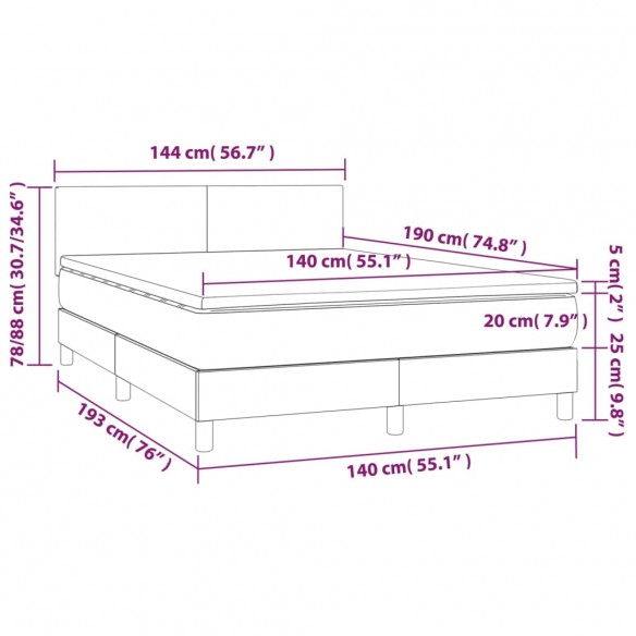 Cadre de lit avec matelas Marron 140x190 cm