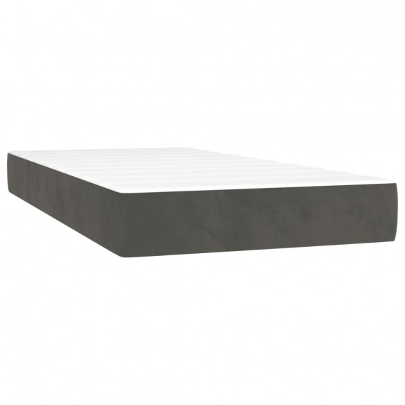 Cadre de lit matelas et LED Gris foncé 100x200 cm