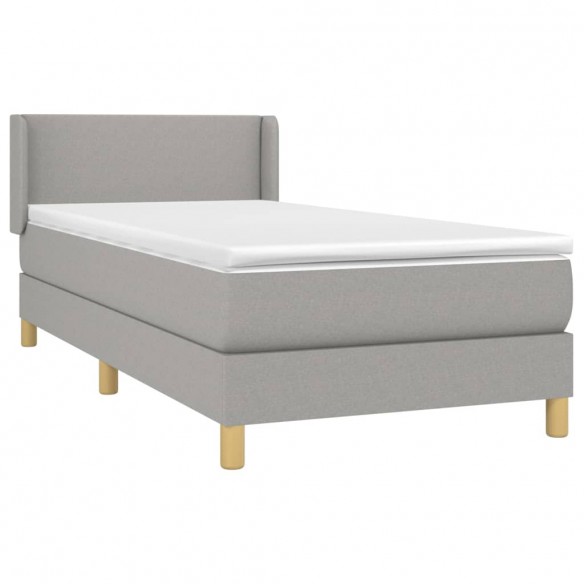 Cadre de lit avec matelas Gris clair 80x200 cm Tissu