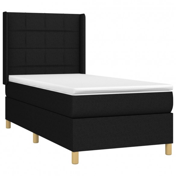 Cadre de lit et matelas Noir 80x200 cm Tissu