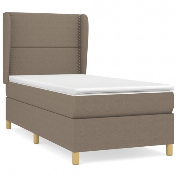 Cadre de lit avec matelas Taupe 90x200 cm Tissu