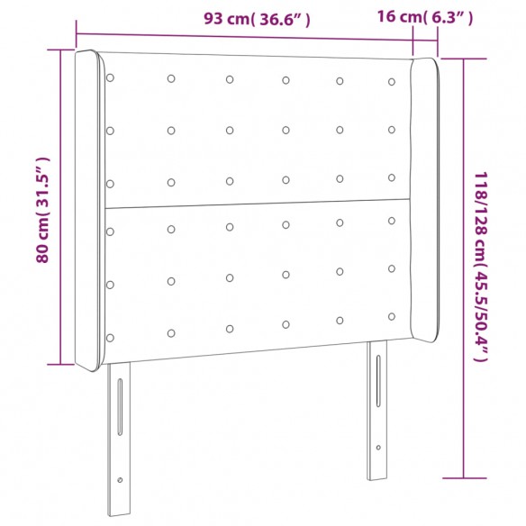 Tête de lit à LED Blanc 93x16x118/128 cm Similicuir