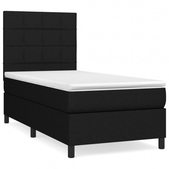 Cadre de lit et matelas Noir 80x200 cm Tissu