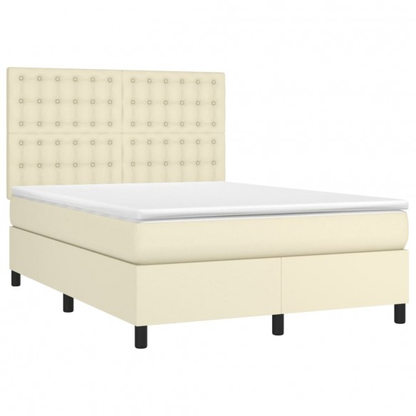 Cadre de lit avec matelas Crème 140x190cm Similicuir