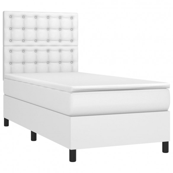 Cadre de lit avec matelas Blanc 90x200 cm Similicuir