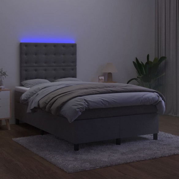 Cadre de lit matelas et LED Gris foncé 120x200 cm