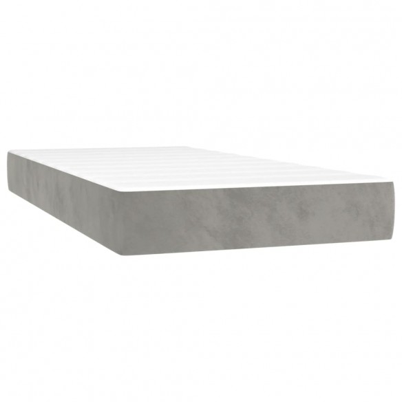 Cadre de lit matelas LED Gris clair 90x190cm Velours