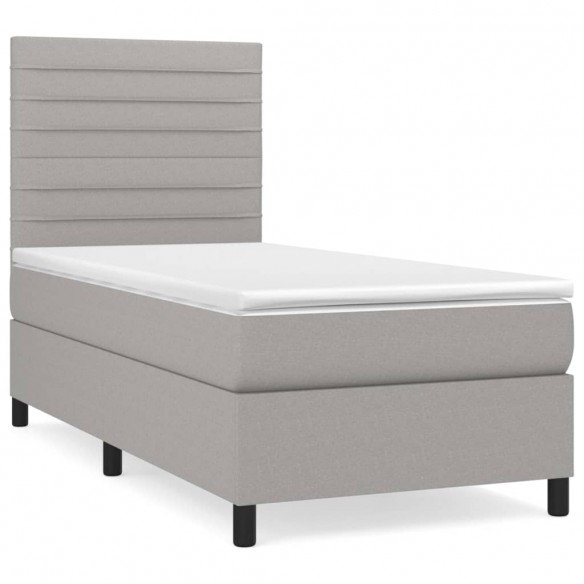 Cadre de lit avec matelas Gris clair 80x200 cm Tissu