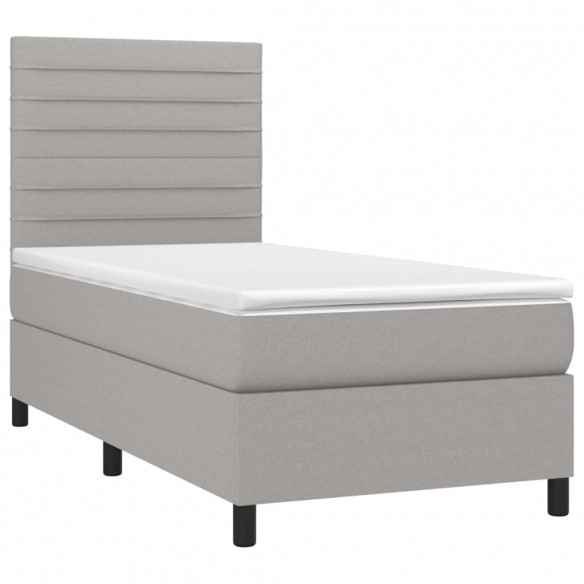 Cadre de lit avec matelas Gris clair 80x200 cm Tissu