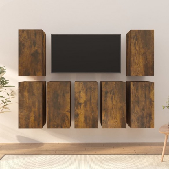 Meubles TV 7 pcs Chêne fumé 30,5x30x60 cm Bois d'ingénierie