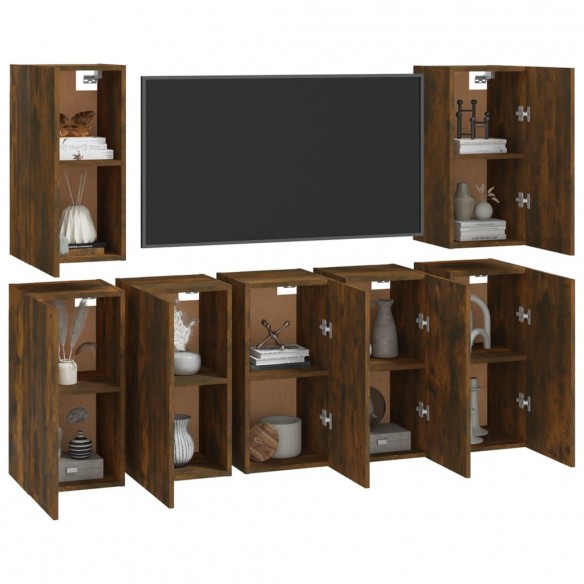 Meubles TV 7 pcs Chêne fumé 30,5x30x60 cm Bois d'ingénierie