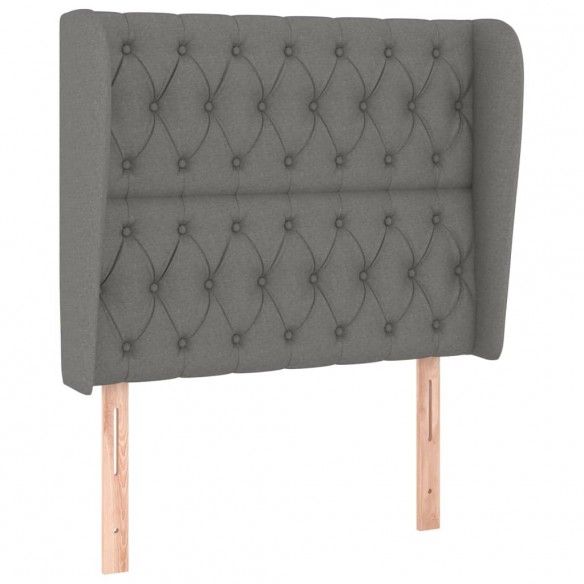 Cadre de lit et matelas Gris foncé 90x190 cm Tissu