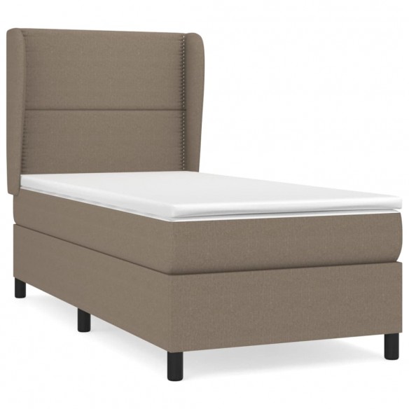 Cadre de lit avec matelas Taupe 90x190 cm Tissu