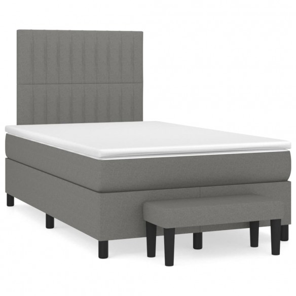 Cadre de lit avec matelas Gris foncé 120x200cm Tissu