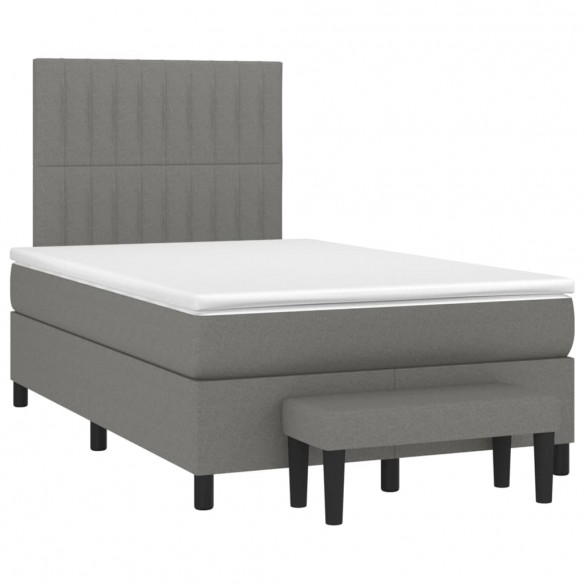 Cadre de lit avec matelas Gris foncé 120x200cm Tissu