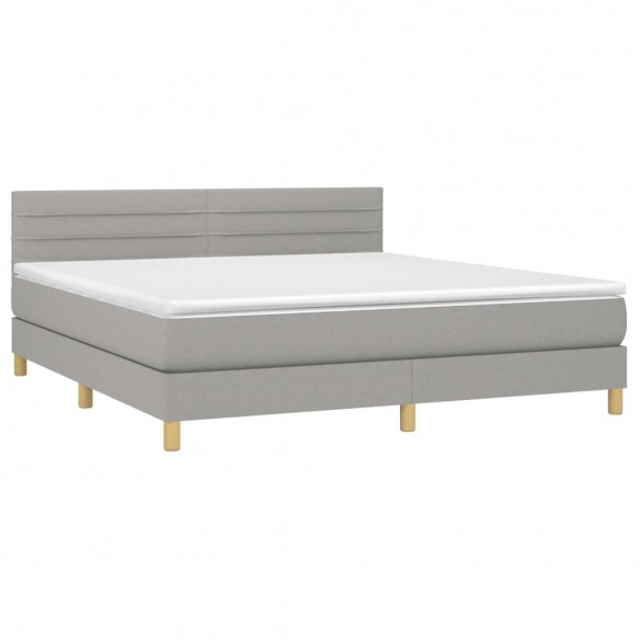 Cadre de lit matelas et LED Gris clair 160x200 cm