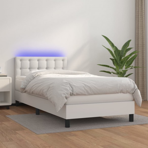 Cadre de lit avec matelas et LED Blanc 80x200 cm