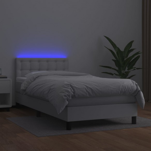 Cadre de lit avec matelas et LED Blanc 80x200 cm