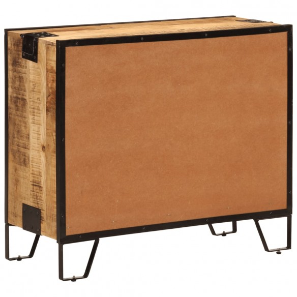 Buffet 80x31x66 cm bois de manguier brut massif et métal