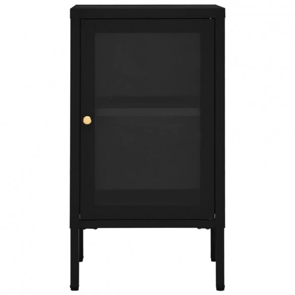 Buffet Noir 38x35x70 cm Acier et verre