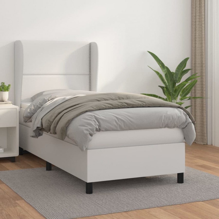 Cadre de lit avec matelas Blanc 90x200 cm Similicuir