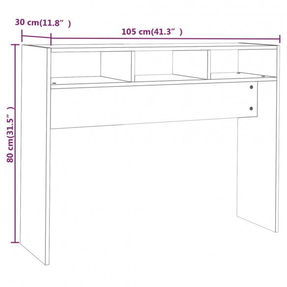 Table console Noir 105x30x80 cm Aggloméré