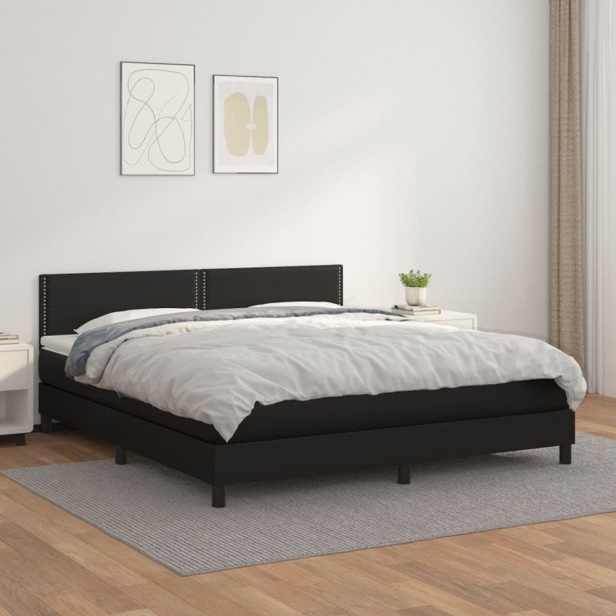 Cadre de lit avec matelas Noir 180x200 cm Similicuir