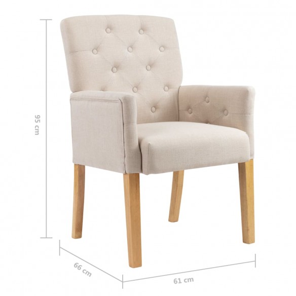 Chaise à manger avec accoudoirs Beige Tissu