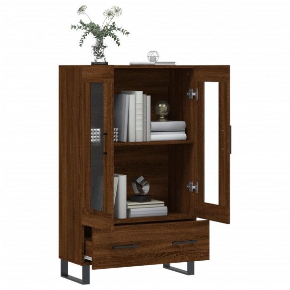 Buffet haut chêne marron 69,5x31x115 cm bois d'ingénierie