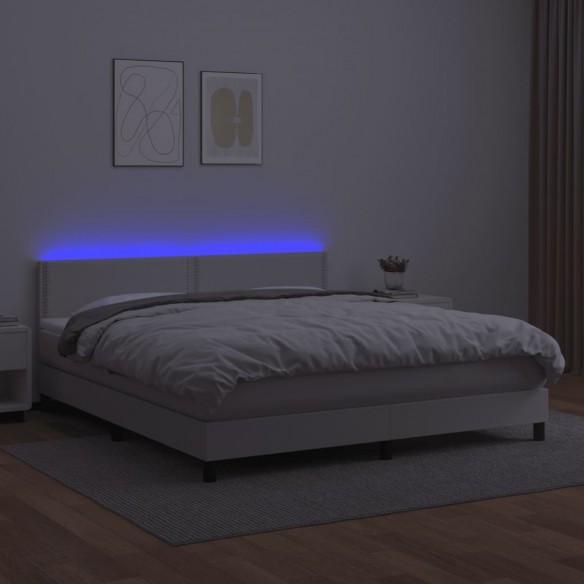 Cadre de lit avec matelas et LED Blanc 180x200 cm