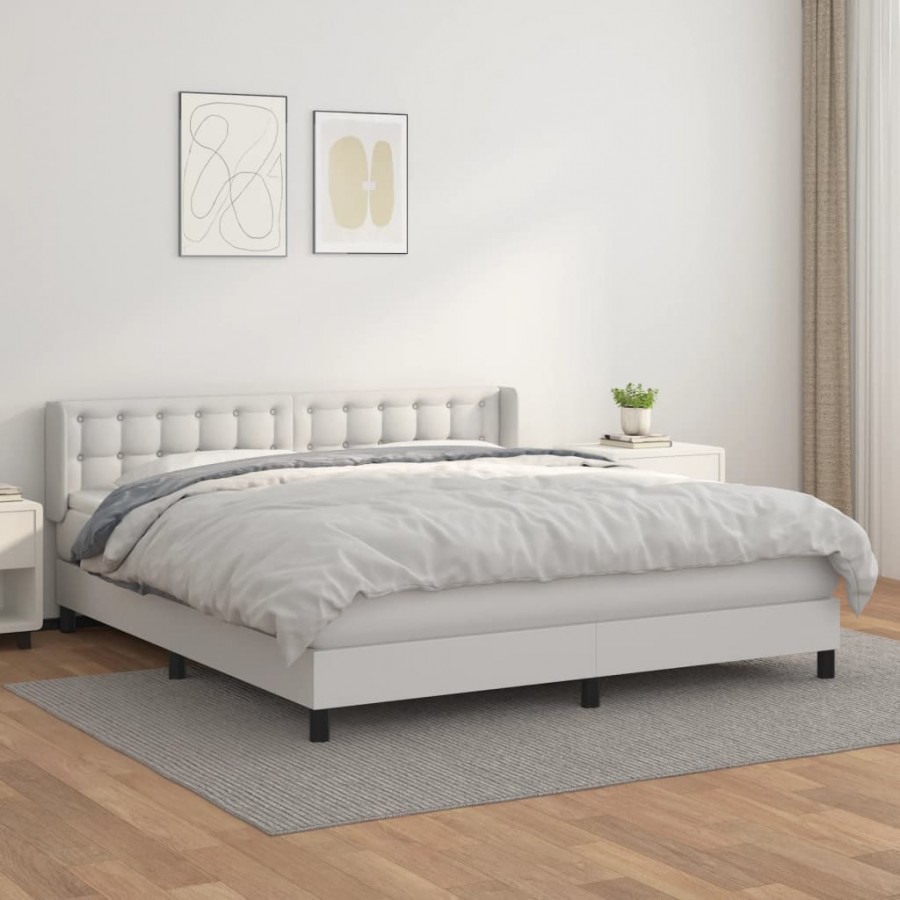 Cadre de lit avec matelas Blanc 180x200cm Similicuir